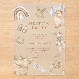 Invitaciones Acrílicas Boho Clothes Nursery Nesting Fiesta