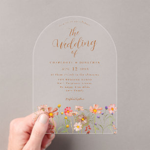 Invitaciones Acrílicas Boho fall Wildflower Boda