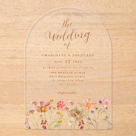 Invitaciones Acrílicas Boho fall Wildflower Boda