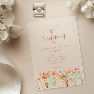 Invitaciones Acrílicas Boho fall Wildflower Boda