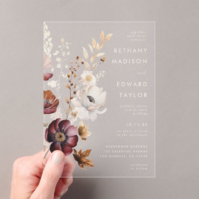 Invitaciones Acrílicas Boho Floral Boda (Insitu (portátil))