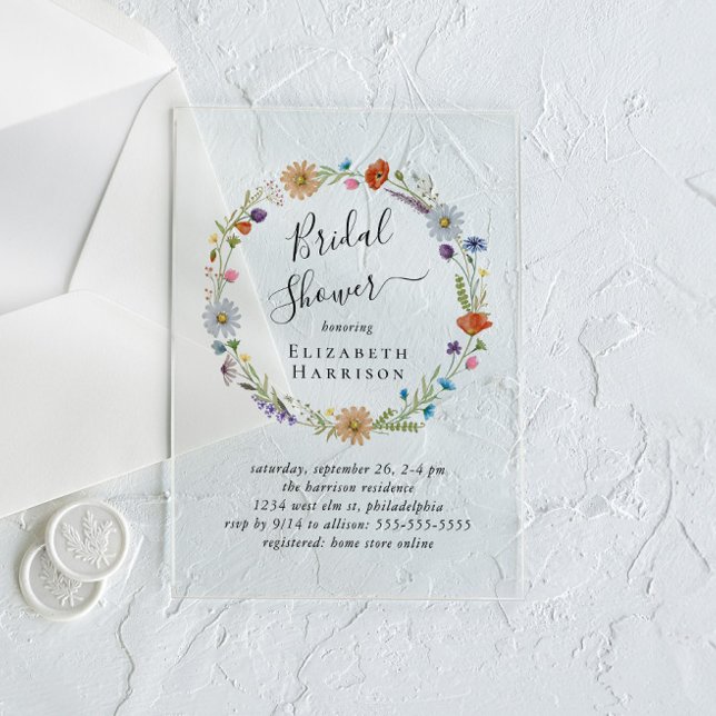 Invitaciones Acrílicas Boho Floral Bridal Shower Frost (Subido por el creador)