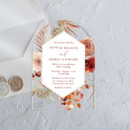 Invitaciones Acrílicas Boho Floral Frame Moderno Boda