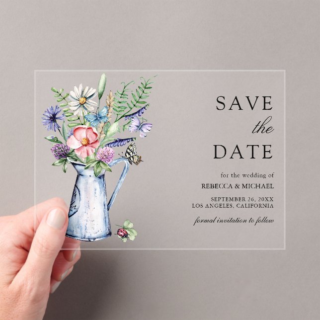 Invitaciones Acrílicas Boho Floral Wedding Save the Date (Insitu (portátil))