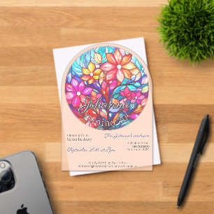 Invitaciones Acrílicas Boho floreció imitación de vidrio tintado cumpleañ