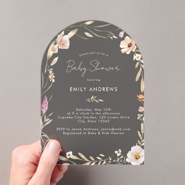 Invitaciones Acrílicas Boho Flower Baby Shower  (Insitu (portátil))