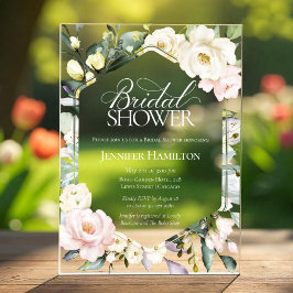 Invitaciones Acrílicas Boho Greenery Floral Frame Bridal Shower