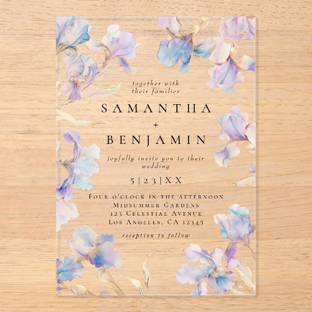 Invitaciones Acrílicas Boho Iris Boda (Anverso)