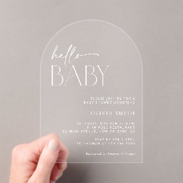 Invitaciones Acrílicas Boho mínimo, Hola Bebé, Baby Shower moderno