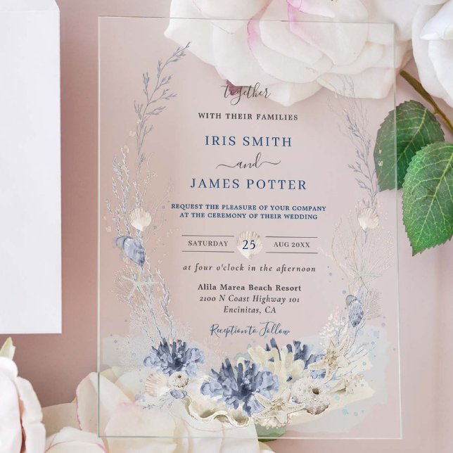 Invitaciones Acrílicas Boho Moda Beach Destination Hampton Boda (Subido por el creador)