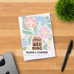 Invitaciones Acrílicas Boho Moda Boda Floral colorido