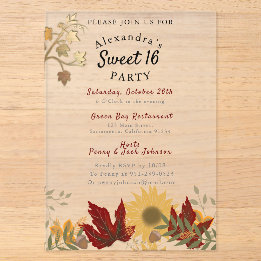 Invitaciones Acrílicas Boho Otoñal Chic Dulces 16