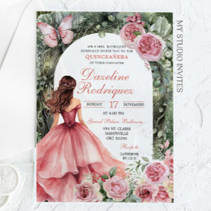 Invitaciones Acrílicas Boho Pink Whimsical Forest Quinceanera