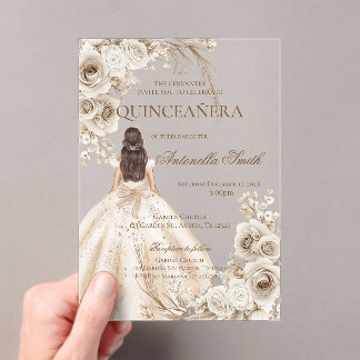 Invitaciones Acrílicas Boho Quinceanera