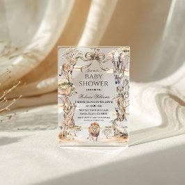 Invitaciones Acrílicas Boho Safari Animals Gender Neutral Baby Shower
