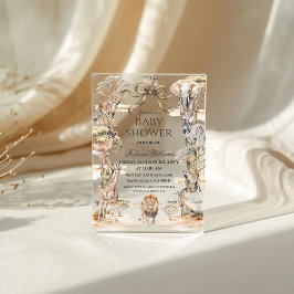 Invitaciones Acrílicas Boho Safari Animals Gender Neutral Baby Shower