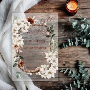 Invitaciones Acrílicas Boho silenció la caída de la flor en la caída del 