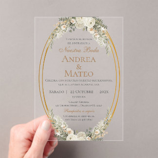 Invitaciones Acrílicas Boho Spanish Wedding Acrylic Invitation