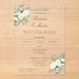 Invitaciones Acrílicas Boho Spanish Wedding Invitation