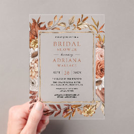 Invitaciones Acrílicas Boho Terracotta Floral Bridal Shower