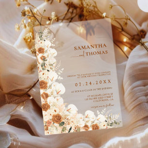 Invitaciones Acrílicas Boho Terracotta Rosa y Boda de Grass Pampas