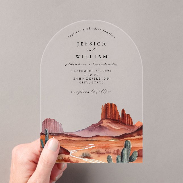Invitaciones Acrílicas Boho Watercolor Desert Boda (Insitu (portátil))