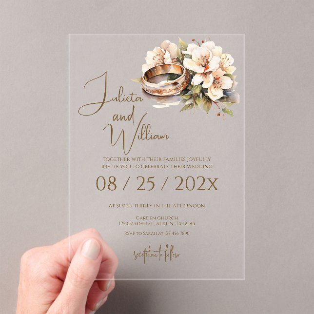 Invitaciones Acrílicas Boho Wedding with Rings (Insitu (portátil))