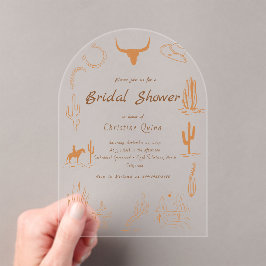 Invitaciones Acrílicas Boho Western Saddle up Cowboy Bridal Invita