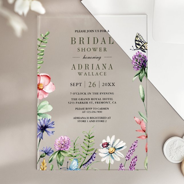 Invitaciones Acrílicas Boho Wildflower Bridal Shower (Subido por el creador)