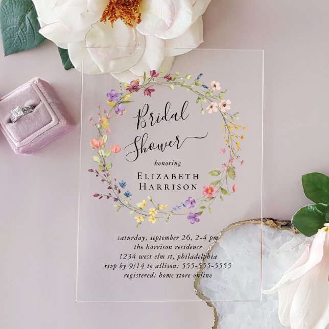 Invitaciones Acrílicas Boho Wildflower Bridal Shower (Subido por el creador)
