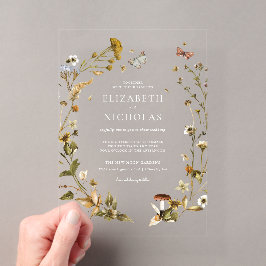 Invitaciones Acrílicas Boho Wildflower de Otoño | Boda Botánica