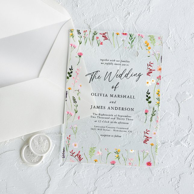 Invitaciones Acrílicas Boho Wildflower Floral Boda (Subido por el creador)
