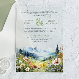 Invitaciones Acrílicas Boho Wildflower Mountain Meadow Wedding