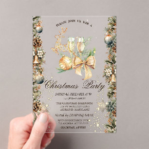 Invitaciones Acrílicas Bola de Navidad,Campanas Piñas,Reno,Vidrio