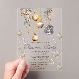 Invitaciones Acrílicas Bolas de decoración vintage Copos de nieve Empresa