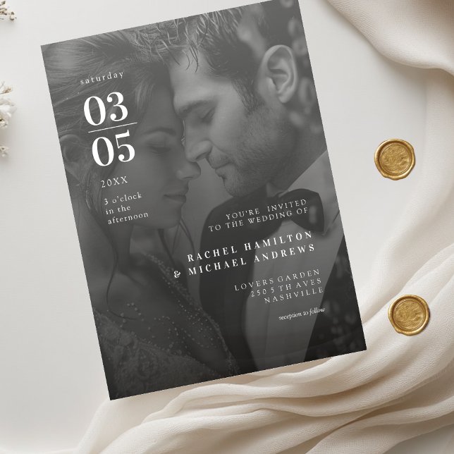 Invitaciones Acrílicas Bold Trending B&W-Photo Wedding (Bold Trending B&W-Photo Wedding Acrylic Invitations)