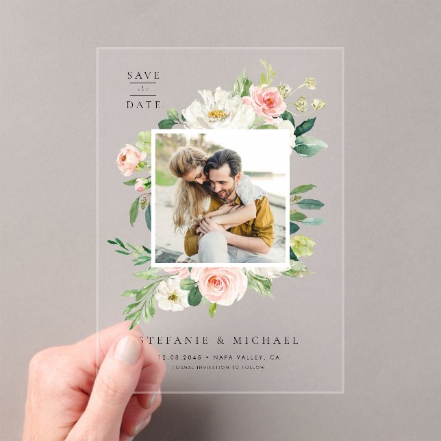 Invitaciones Acrílicas Bonito acuarela Flowers Foto (Insitu (portátil))