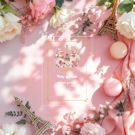 Invitaciones Acrílicas Bonjour Bébé Moda parisina Baby Shower