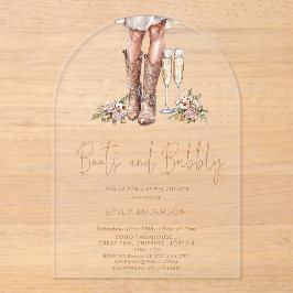 Invitaciones Acrílicas Boots Y Ducha De Novias En El Campo