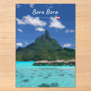 Invitaciones Acrílicas Bora Bora, Polinesia Francesa - Resort de Playa