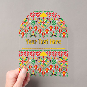 Invitaciones Acrílicas Bordado Tradicional Palestino Tatreez