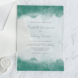 Invitaciones Acrílicas Bordes de acuarela azul verde moderno para boda