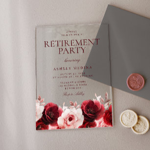 Invitaciones Acrílicas Borgoña Red Elegance: Fiesta de retiro de la Rosa 
