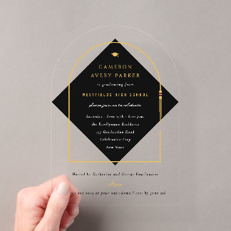 Invitaciones Acrílicas Borlas del Arco Elegante Enmarcan Foto Fiesta de G