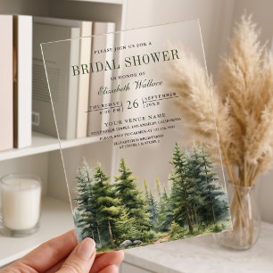 Invitaciones Acrílicas Bosque de pinos Despedida de soltera
