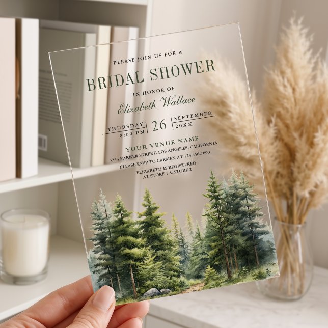 Invitaciones Acrílicas Bosque de pinos Despedida de soltera (Subido por el creador)