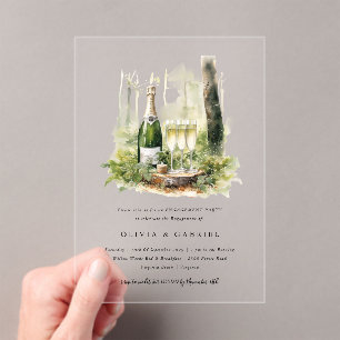 Invitaciones Acrílicas Bosque Encantado Fiesta de Compromiso Elegante