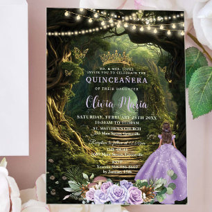 Invitaciones Acrílicas Bosque encantado Lilac Floral Quinceañera dulce 16