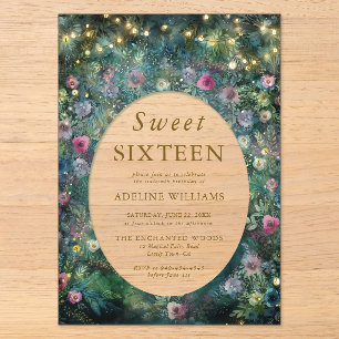 Invitaciones Acrílicas Bosque Encantado Rosas Silvestres Sweet 16 del Bos