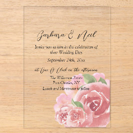 Invitaciones Acrílicas Botánico Rosa Rubor